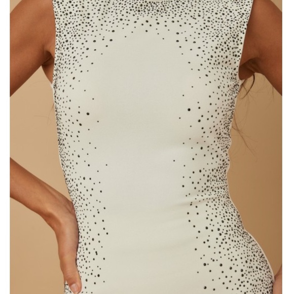 White Rhinestone Bodycon Mini Dress | Valentine Brand Sparkly Party NWT M - Picture 5 of 11